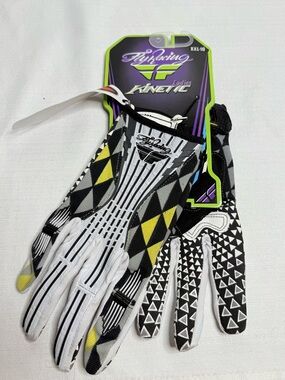 Fly Racing Ladies Kinetic Gloves Black White Yellow Motocross Riding XXL-10 NWT